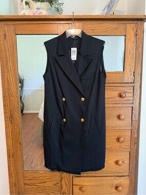 Alison Andrews M Sleeveless Black Blazer Dress